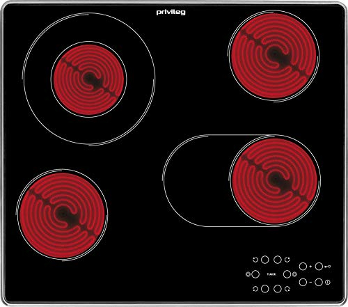 Privileg PCTAC 6042 IN Glaskeramik-Kochfeld / 60 cm/Zweikreis-Zone/Bräter-Zone/Kindersicherung/Timer mit Abschaltautomatik/Restwärmeanzeige