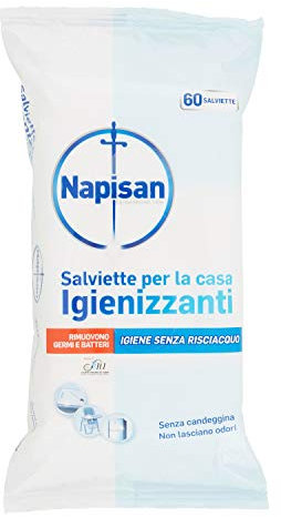 Napisan - Salviette Multisuperfici Igienizzanti Assortite - Limone/Fresh/Senza Risciacquo - 60 Pz