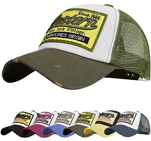 UMIPUBO Baseball Cap Mesh Hats for Men Women Unisex Embroidered Letter Patch Casual Hats Hip Hop Sun Hats (Army Green)
