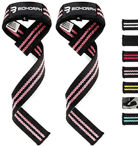 BIOMORPH Zughilfen 60cm für Krafttraining, Fitness, Bodybuilding - Lifting Straps für Frauen und Männer (versch. Farben) mit Anleitung