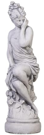 gartendekoparadies.de Frauen-Statue, Steinfigur, H. 66 cm, 18 kg, Grau, frostsicher aus Steinguss für Außenbereich