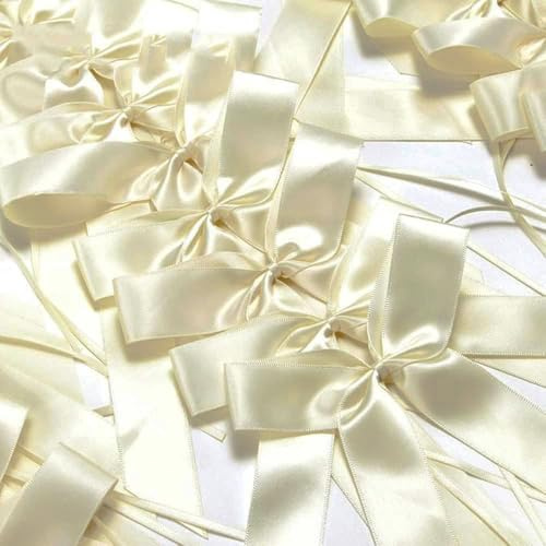 50 STK Autoschleifen Antennenschleifen,Handgemacht Satinband Deko Schleifen Auto Schmuck Braut Paar Dekoration Autoschmuck Hochzeitsschleifen für Hochzeit Party Geburtstag Geschenkenverpackung,Beige