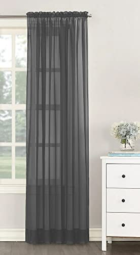 NetCurtainsUK Single Plain Voile Net Curtain Sheer Panels Slot Top Heading (Grey, 140cm (55'') Wide x 122cm (48'') Drop) (HMPVP01)