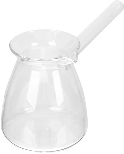 Hemoton 450ml Coffee Pot Borosilicate Glass with Handle, Stovetop Tea Maker, Milk Warmer, Hot Chocolate Maker, Butter Melting Pot