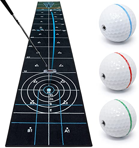 ME AND MY GOLF Alfombrilla de Golf 6 en 1 para Juegos (14 pies) – Incluye Videos de Entrenamiento instructivo, Color Negro