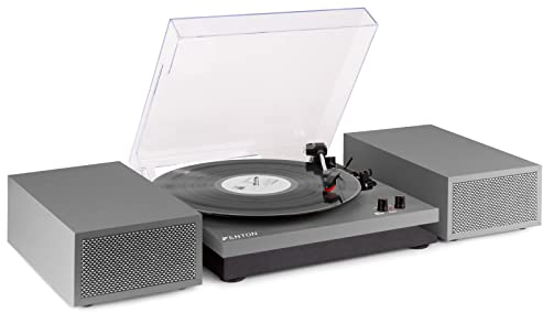 Fenton RP165G - Tocadiscos de Vinilo Bluetooth con 2 Altavoces Integrados, 3 velocidades 33, 45 y 78 RPM, Reproductor Discos de 7, 10 y 12 Pulgadas, Giradiscos Vinilo en Color Aluminio