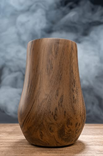 Snute Double-wall Stainless Steel Whiskey Glasses - Stemless Nosing Glass - Gift for Whiskey Lover (Wood (Pack of 1))