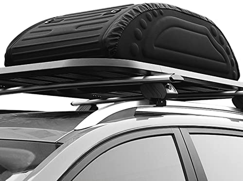 GYMAX Cofre de Techo Plegable 15 pies/400 litros, Material Impermeable 3000MM, Bolsa de Techo para Coche con 4 Correas de Sujeción y Bolsa, Apto para Coches sin Portaequipajes, Negro
