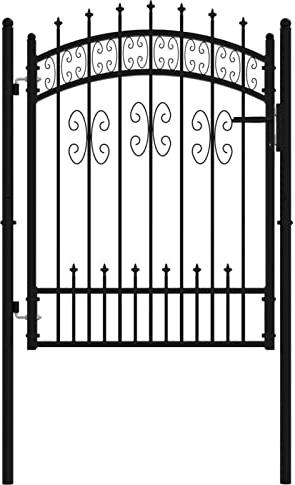 Tidyard Zauntor mit Speerspitzen Gartentor Gartentür Gartenpforte Zauntür Hoftür Tor Hoftor Pforte Einzeltor Schwarz 103x175 cm Stahl