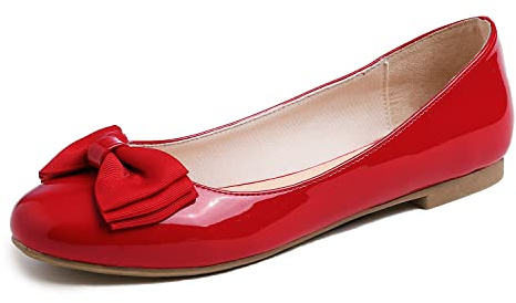 Feversole Women's Round Toe Cute Bow Trim Ballet Flats, Bailarinas de Punta Redonda Decoradas con Lazo de Mujer Bonita