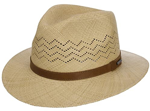 Stetson Vendrico Traveller Panamahut Ledergarniturband Damen und Herren Frühling Sommer Natur M (56-57 cm)