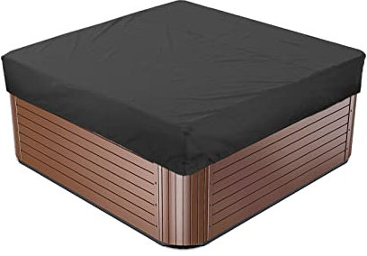 LDIW Housse de Spa Carré Extérieur 210D Polyester Couverture de Bain à Remous Imperméable Protection UV Couvercle de Protection pour Spa,Noir,244x244x30cm