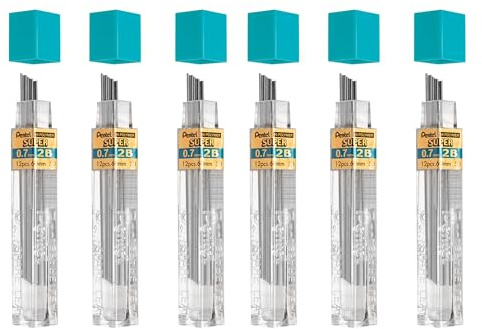 Pentel Super Polymer Ersatzminen für Automatik- und Druckbleistifte (6 Stück, 0,7 mm, 2B)