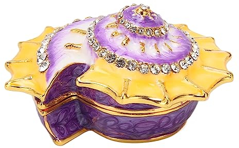 Sluffs Schmuckkästchen, Muschel-Schmuckkästchen, Muschel-Schmuckkästchen, Vintage-Luxus, dekorativ, handbemalte Kristall-Schmuckkästchen für Ring, Ohrringe, Schmuck für Frauen und Mädchen