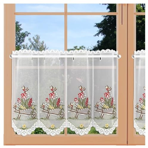 artex deko Landhaus Scheibenhänger Blütenfreude mit Vögelchen Echte Plauener Spitze Schheibenhänger mit Blumenmotiv 40 x 48 cm