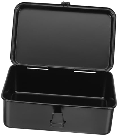 BESTonZON Kastenblatt Kleiner Werkzeugkasten Aus Metall Schwere Werkzeugkiste Werkzeugkasten Aus Metall Mit Schloss Reise-aufbewahrungsbox Werkzeugbehälter Eisen Kosmetik Kleinteilekiste