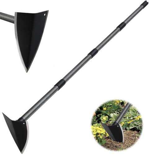 PoPoHoser Hoe Garden Tool, Triangle Hoe Gardening Weeding Tool, 60 Long Handle Heavy Duty Manual Weeder Gardening Hand Tools for Weeding, Digging, Loosening Soil