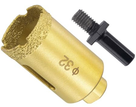 CoCud Diamond Drill Bits Set, 32mm Cutting Diameter, Brazed Diamond Core Drill Bits with M10 Arbor Adapter - (Applications: for Tile Ceramic Marble Stone Glass)