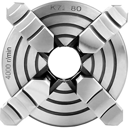Accessori per Tornio per Tornio in Metallo con Ganasce Indipendenti e Reversibili a 4 Griffe K72-80 3 Pollici, Diametro del Mandrino 80 Mm, Ganasce Regolabili