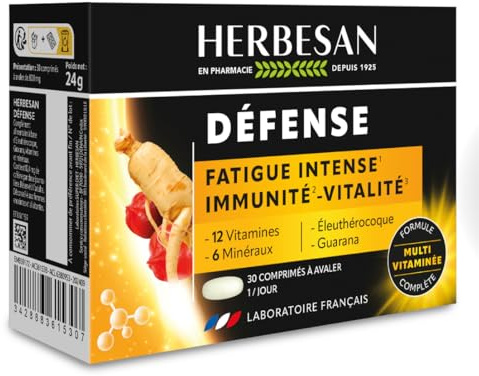 HERBESAN®- COMPLEXE DÉFENSE - 20 actifs - Booster d'immunité - Fabrication française - 30 comprimés à avaler