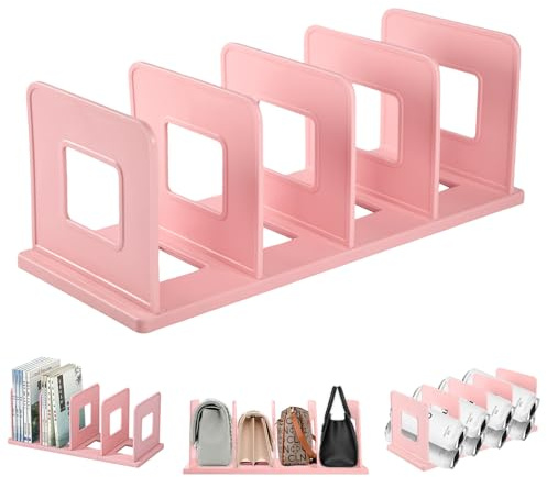 Elezeal Verstellbare Buchstützen, robuste Buchhalter, freie Anpassung, Buchstützen für Regale, große Kapazität, Buch-Organizer für Schule, Zuhause, Büro (Rosa)
