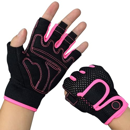 Nesirooh Gants Musculation Homme et Femme, Gants de D'entraînement pour Fitness, Halterophilie, Gym, Aviron, Cyclisme, Sport(Rose, M)