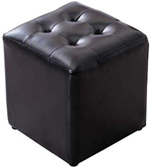 Hocker, Moderner Würfel Ottoman, Leder, rutschfeste Kunststoff Fußauflage, Schuhbank Couchtisch Hocker/Schwarz/32 * 32 * 35Cm