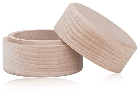 Fyearfly Boîte à bijoux en bois de hêtre ronde de style rétro pour bagues, boucles d'oreilles, petite boîte à bijoux, boîte à souvenirs, large application, assez d'espace