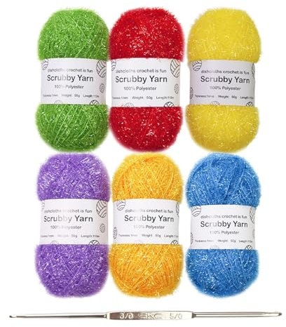Scrubs Yarn Polyester Scrubs Yarn Handmade Yarn Sparkles Dish Scrubs Yarn for Knitting Enthusiasts