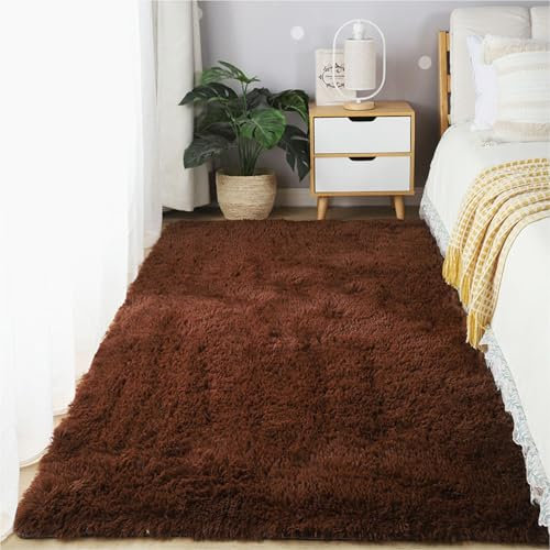 YUANWAN Teppich Hochflor Teppiche 100 x 280 cm Flauschig Weicher, Maschinenwaschbarer Teppich rutschfeste Dekoration Carpet Teppiche Teppiche für Schlafzimmer, Wohnzimmer, Taupe