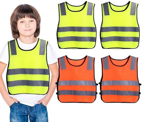 Pack De 4 Gilets Réfléchissants Pour Enfants, Gilets De Sécurité De Nuit, Gilets De Sécurité Pour Enfants Pour La Course, Le Vélo, La Marche