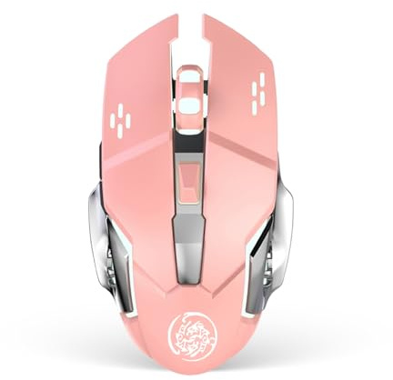 ModusTech Wireless Gaming Mouse - Bluetooth & USB Dual Connectivity, Ergonomic Design, Adjustable DPI, Silent Click, RGB Backlit Gaming Mouse for PC, Laptop, MacBook, and Gaming Consoles (Pink)