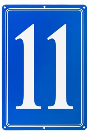M METERXITY Aluminum Number Sign 11, 11.8 Inch House Numbers and Metal Letters, Parking Spot Letter Signs, Metal Letter Wall Decor for Garden/Door/Mailbox [White Text On Blue]