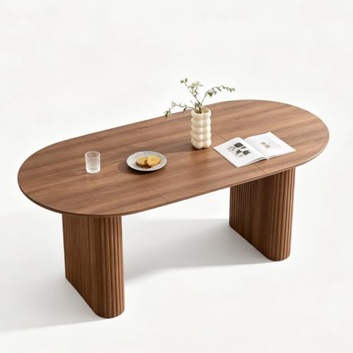GrandCA HOME Table à Manger Longue 180 cm, Table de Cuisine pour 4-8 Personnes, Table de Salle à Manger en Bois, pour Cuisine, Salle à Manger, Salon, Brun Foncé