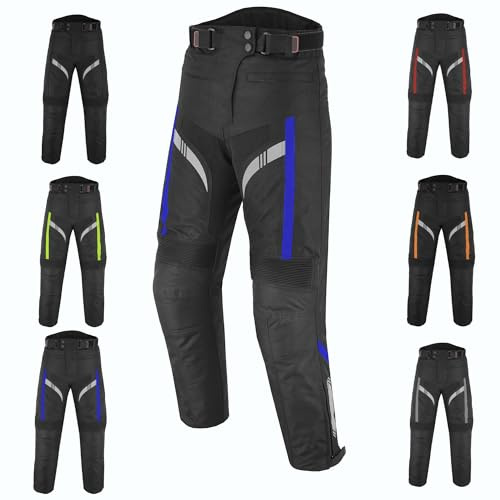 Vaster Moto Herren Motorradhose Wasserdicht Cordura Textil Schutzhose für Motorradhose mit Herausnehmbarer Panzerung Fahrrad (DE/NL/SE/PL, Alphanumerisch, S, Regular, Regular, Blau)