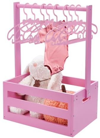 UNICRAFTALE Holz Baby Geschenk Korb Kiste Schrank Rosa Baby Aufbewahrungskiste Babyparty Korb Mit Griff Und 8 Stück Kleiderbügel Holzkorb Willkommensgeschenk Für Die Schwangerschaft Neue Eltern