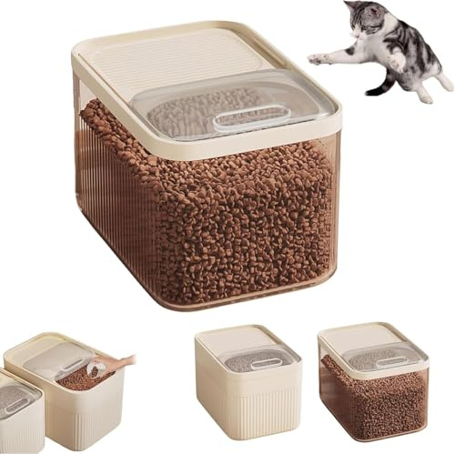 Airtight Pet Food Storage Container, 15 lbs, For Dog Cat and Other Pet Food Storage Bin with Measuring Cup (Clear, 31x21x22.3cm)