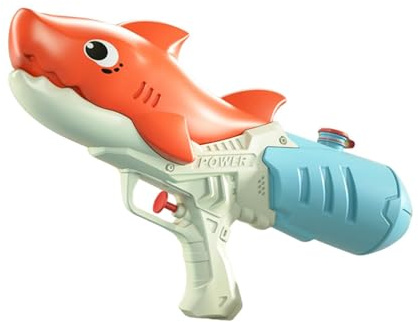 Wasserpistole 500ml Wassertank mit Großer Reichweite 5-8m, Water Soaker Blaster Toy Portable, Sommer Wasserspielzeug, Tragbares Wasserspiel-Kampfspielzeug für Kinder Schwimmbad, Orange Shark