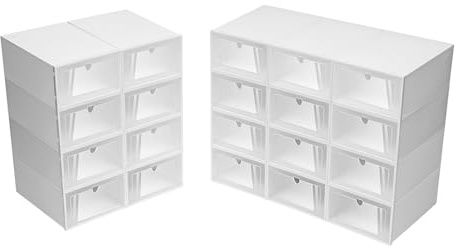 Jerool 20 scatole impilabili trasparenti per scarpe, portascarpe in plastica, pieghevoli e impilabili, portascarpe per uso domestico,scatole per scarpe,scarpiera pieghevole