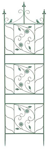 Enrejado vintage de hierro forjado para plantas trepadoras, hiedra, rosa, pepino, clemátide, soporte al aire libre, verde, 51 x 188 cm, para flores y verduras