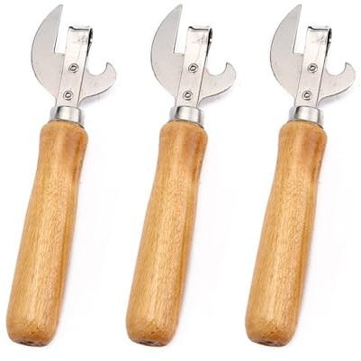 JDNFKG 3 Pezzi di Apriscatole con Manico in Legno, Apribottiglie Multifunzione, Articoli per La Casa, Adatto per Birra, Vino Rosso E Bevande.