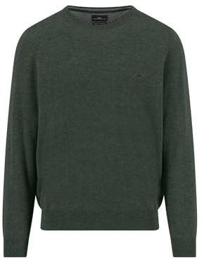 FYNCH-HATTON Jersey de punto fino de mezcla de lana y cachemira con cuello redondo, Dark Ivy, M