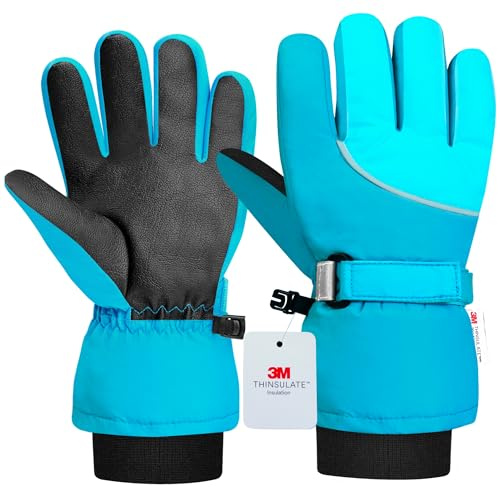 Origem Guantes de Esquí para Niños, Guantes de Invierno Impermeables para Niños, Termicos Guantes de Nieve para 4-14 niños y niñas para Trineo Snowboard Patinaje y Actividades al Aire Libre