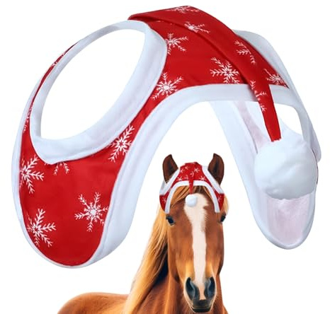 Opdestn Bonnet De Noël Pour Cheval | Protège-Rênes Équestre de Fêtes | Couvre Tête Respirant Motif Flocon Pour Événements Festifs Décoration De Ferme