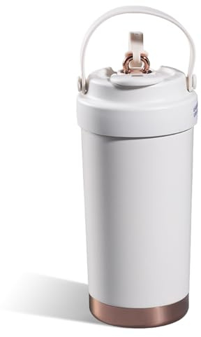 Contenitore per acqua isolato con cannuccia a prova di perdite, da 500 ml, tazza di ritenzione termica per bevande fredde, foderato in ceramica, a prova di perdite, contenitore per acqua isolato