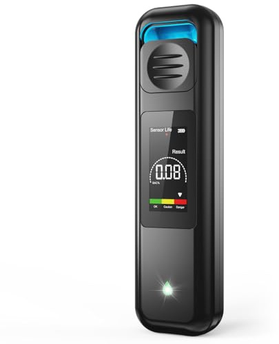 Uffylle Alkoholtester, 2026 Berührungsloses Alkoholmessgerät ohne Mundkontakt, Polizeigenauer Alkoholmessgerät & Mini Alkomat mit Hygienischem Design für Auto und Zuhause, Schwarz