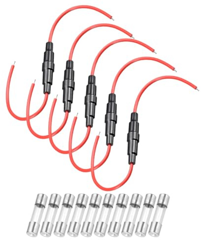 QUARKZMAN 5x20mm Sicherungshalter mit 18 AWG mit 1A Glassicherung