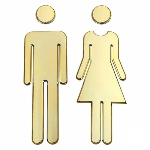 Toilettenschilder, Toilettenschild for Männer und Frauen, mehrfarbig, 20 x 6,5 cm, 2er-Packung(Gold)