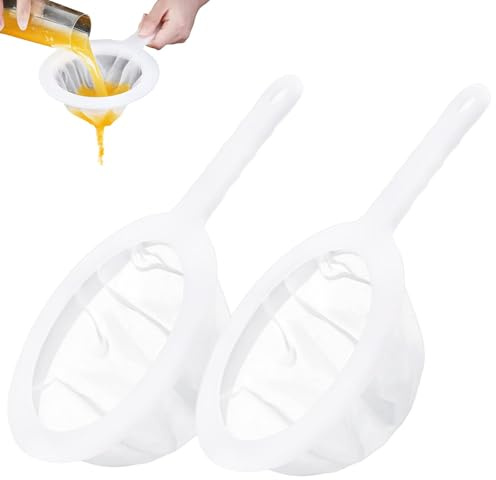 2pcs Plastic Nylon Fine Mesh Strainer - 200 Mesh Ultra-Fine Mesh Strainer Mesh Filter Net,for Coffee, Jam, Fruit, Vegetable Straining Set,White Plastic Mesh Strainer,Plastic Household Sieve Fine Mesh