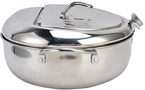 AMONIDA 304 Frityrgryta i Rostfritt Stål Minifritös med Termometer för Köksbruk Idealisk för Familjesammankomster (304 rostfritt stål #24cm)